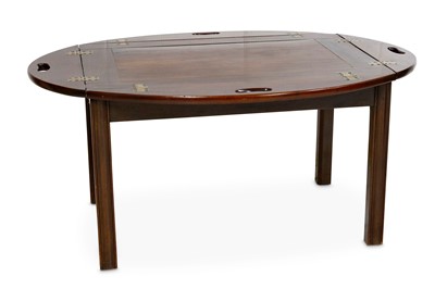 Lot 776 - A mahogany butlers tray on stand, of oval form...