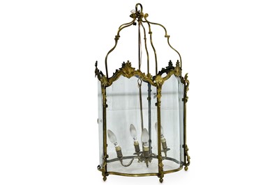 Lot 759 - A gilt metal hanging lantern, with five...