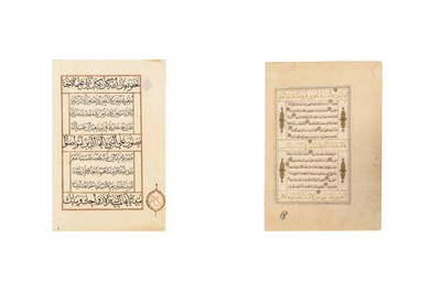 Lot 11 - TWO QUR'ANIC FOLIOS  Egypt or Syria, 16th...