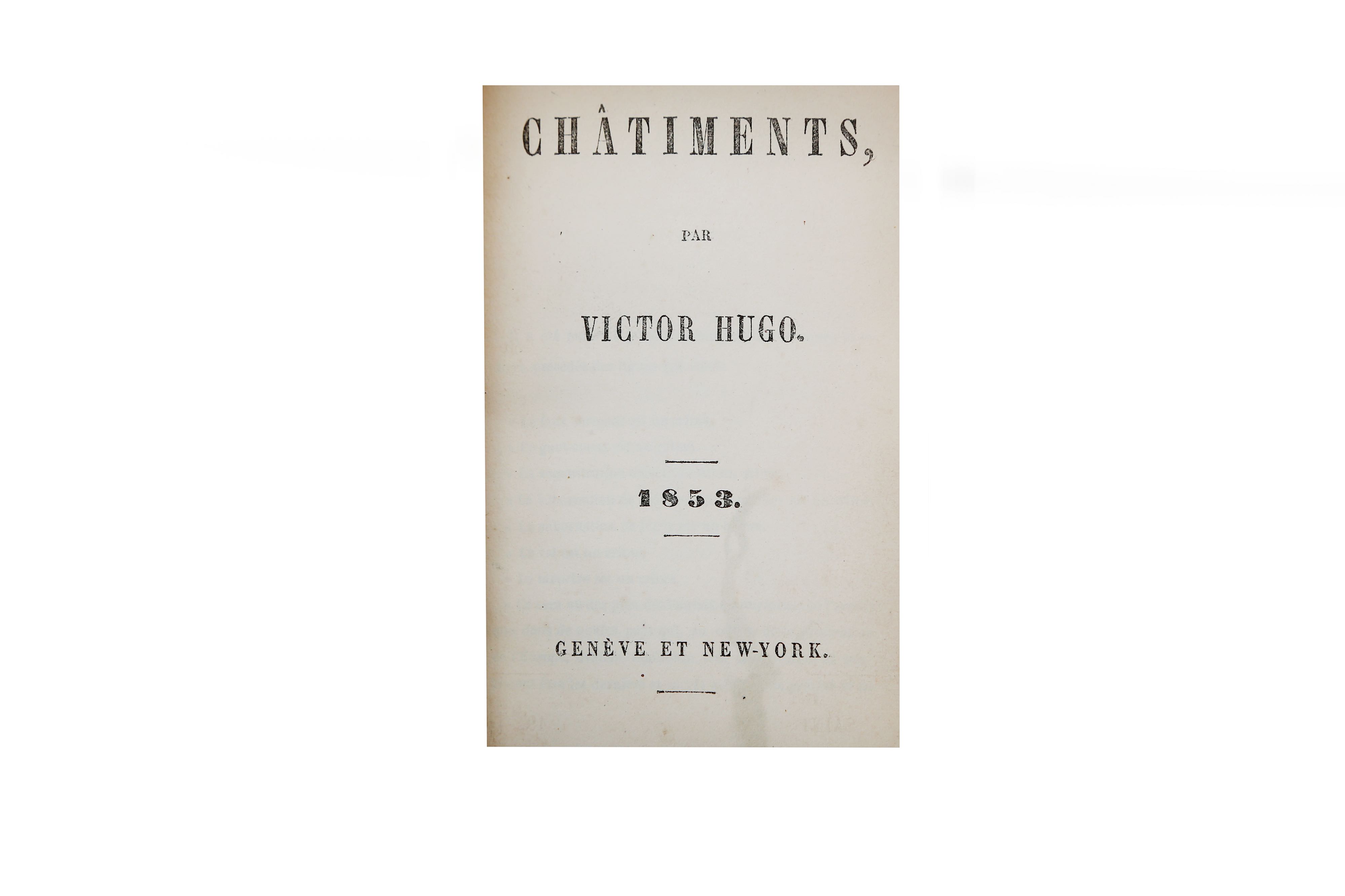 Lot 147 - Hugo (Victor) Châtiments, FIRST EDITION
