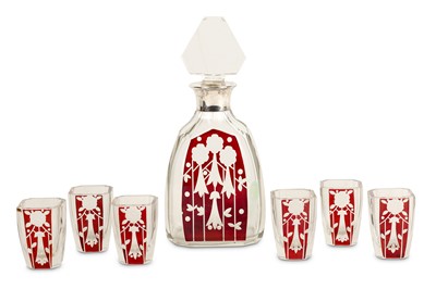 Lot 685 - An early 20th century glass liqueur set in the...