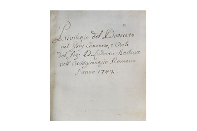 Lot 150 - Manuscript, Italian.-  Doctorate book, in...