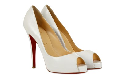 Lot 159 - Christian Louboutin White Leather Very...