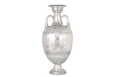 Lot 245 - A large Victorian sterling silver amphora vase,...