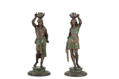 Lot 560 - A pair of late 19th cold painted spelter...