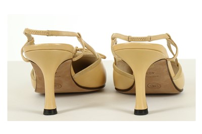 Lot 179 - Chanel Two Tone Slingbacks, leather body, 8cm...