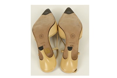 Lot 179 - Chanel Two Tone Slingbacks, leather body, 8cm...