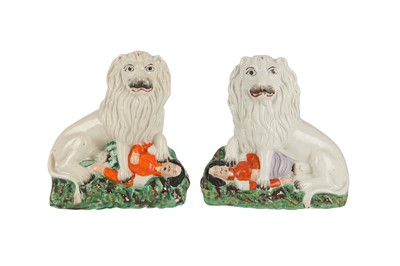 Lot 564 - A pair of 19th century Staffordshire flatback...