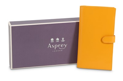 Lot 182 - Asprey Yellow Leather Bi-Fold Wallet, press...