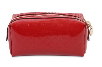 Lot 45 - Gucci Red Patent Leather Guccissima Cosmetic...
