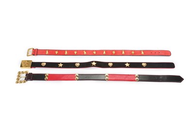 Lot 443 - Three Escada Black and Red Belts, 1990s, of...