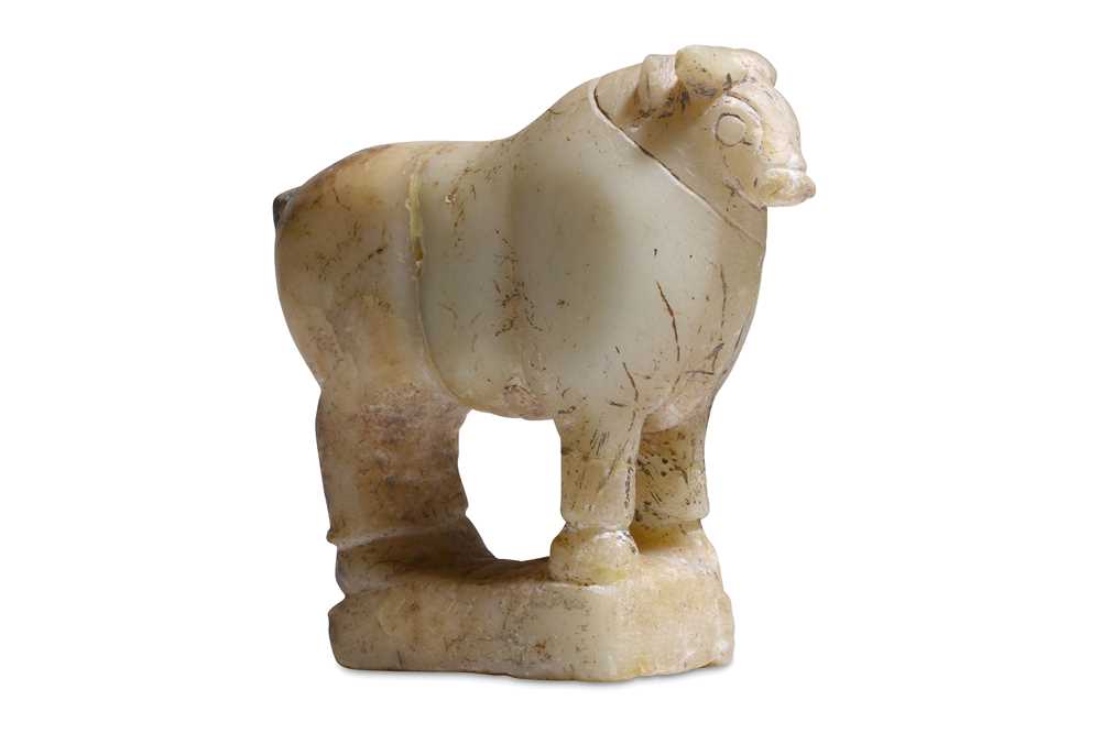 Lot 55 - A SOUTH ARABIAN ALABASTER BULL Circa 1st...