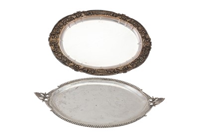 Lot 182 - Two 20th century Greek oval silver trays,...