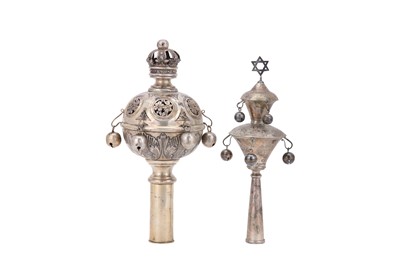 Lot 110 - Two silver Rimonims/Torah finials, including...