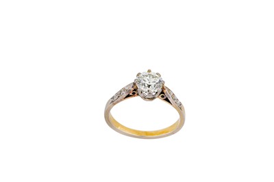 Lot 230 - A diamond single-stone ring The claw-set old...