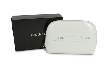 Lot 108 - Chanel White Makeup Bag, wipe down surface...
