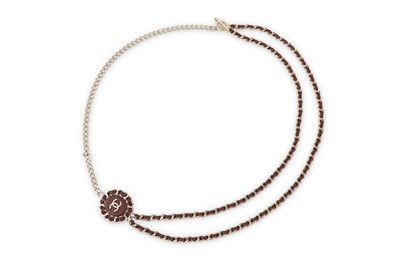 Lot 222 - Chanel Burgundy Leather and Chain Necklace, c....