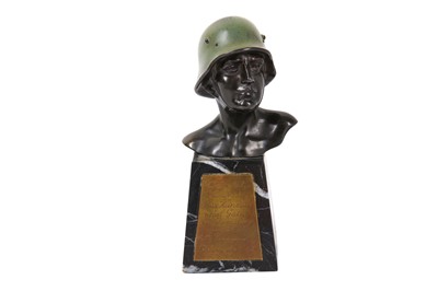 Lot 219 - A SMALL EARLY 20TH CENTURY GERMAN BRONZE BUST...