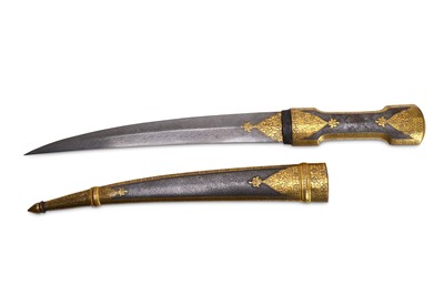 Lot 210 - A GOLD-DAMASCENED WATERED-STEEL DAGGER...