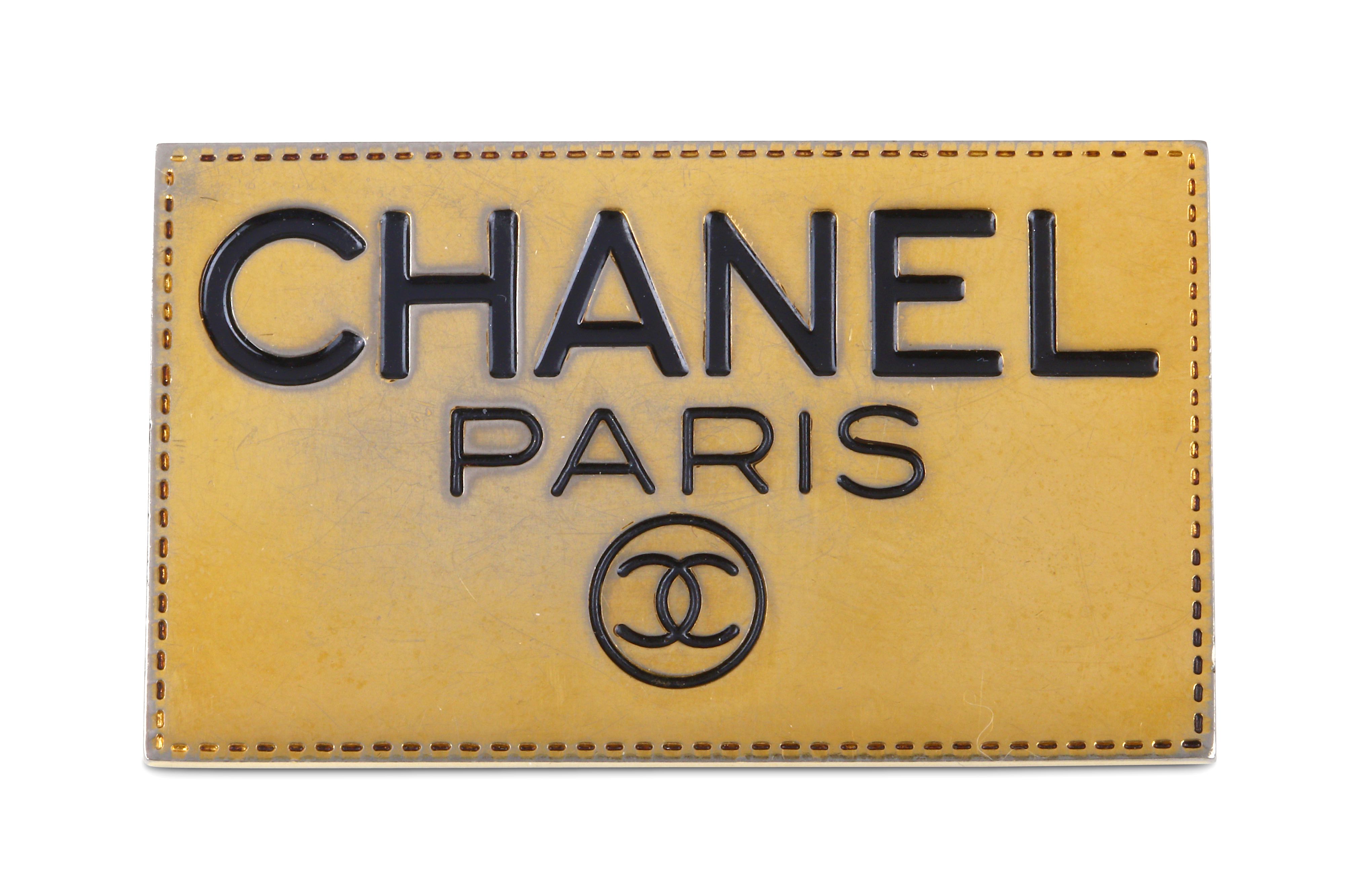 Lot 74 Chanel Vintage Name Tag Brooch, gold tone