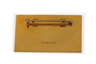 Lot 74 - Chanel Vintage Name Tag Brooch, gold tone with...