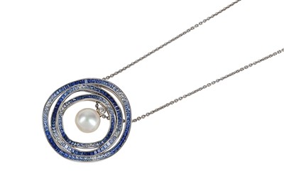 Lot 265 - A sapphire, cultured pearl and diamond 'Ocean...