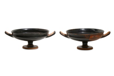 Lot 77 - TWO BLACK GLAZED ATTIC KYLIX Circa late 5th...