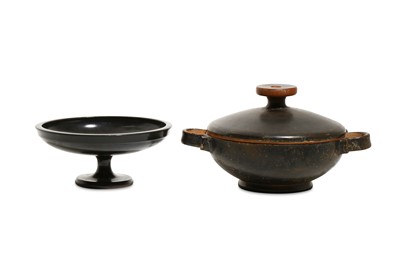 Lot 74 - A SOUTH-ITALIAN BLACK-GLAZED LEKANIS AND A...