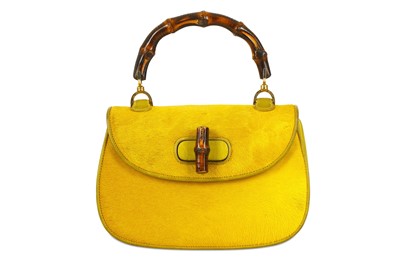 Lot 341 - Gucci Yellow Pony Skin Classic Bamboo Bag,...