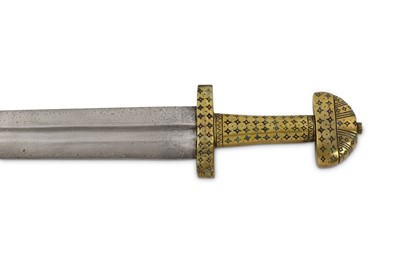 Lot 59 - Three medieval style replica swords. One 15th...