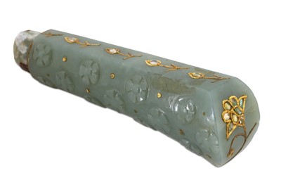 Lot 321 - A CARVED AND BEJEWELLED JADE HILT PROPERTY...