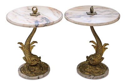 Lot 815 - A pair of circular marble top occasional...