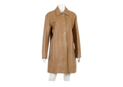 Lot 162 - Miu Miu Brown Leather Coat, four gold tone...