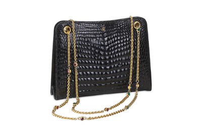 Lot 81 - Gucci Vintage Black Crocodile Handbag, gold...