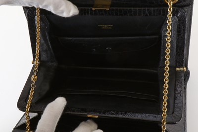 Lot 81 - Gucci Vintage Black Crocodile Handbag, gold...