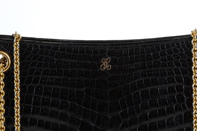 Lot 81 - Gucci Vintage Black Crocodile Handbag, gold...