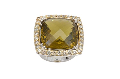 Lot 178 - Malakan | A green quartz and diamond dress ring