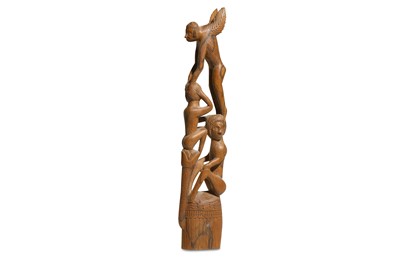 Lot 190 - A FIGURAL GROUP, PAPUA NEW GUINEA Carved in...