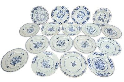 Lot 741 - A collection of Chinese blue and white dishes,...