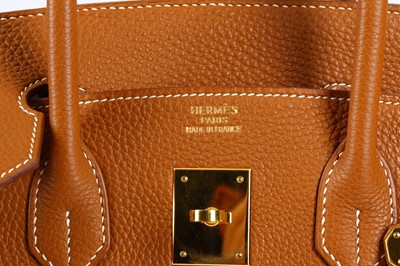 Lot 328 - Hermès Camel Fjord Birkin 35, c. 2003, gold...