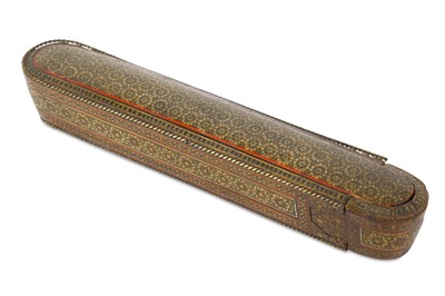 Lot 212 - A KHATAMKARI PEN CASE (QALAMDAN) WITH INKWELL...