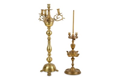 Lot 720 - A 19th Century ecclesiastical brass three arm...