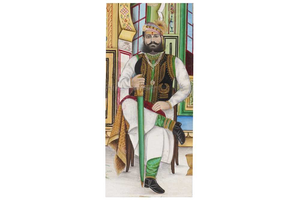 Lot 394 - A PORTRAIT OF KING MADHO SINGH II (r. 1880