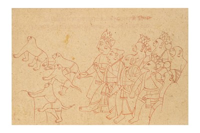 Lot 389 - A FINE SKETCH FROM A RAMAYANA SERIES Possibly...