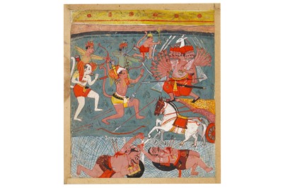 Lot 370 - RAMA AND LAKSHMANA FIGHTING AGAINST THE DEMON...