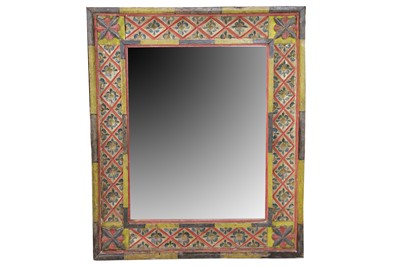 Lot 755 - A Colonial rectangular mirror, with a painted...