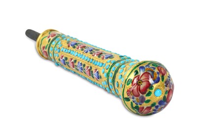 Lot 209 - *A QAJAR ENAMELLED GOLD CANE HANDLE PROPERTY...