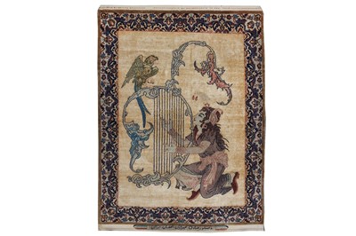 Lot 153 - A VERY FINE SIGNED PART SILK ISFAHAN RUG,...