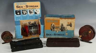 Lot 225 - Intrepid sea-streak sea fishing reel and box,...