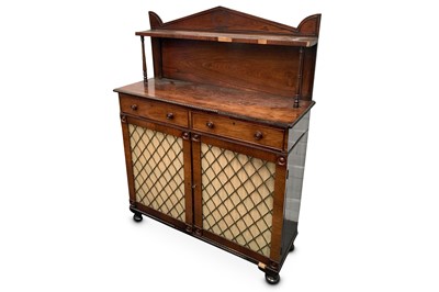 Lot 258 - A 19th Century rosewood chiffonier, the arched...